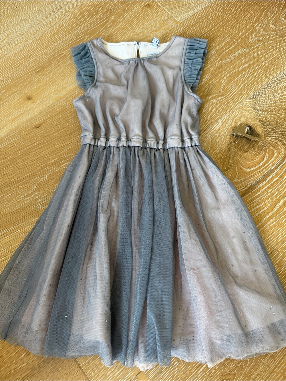 Petit Bateau Girls' Two-Tone Gray Tulle Party Dress